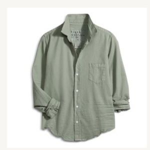 Frank & Eileen Barry Shirt Button Down Long Sleeve Top Green 100% Cotton Small